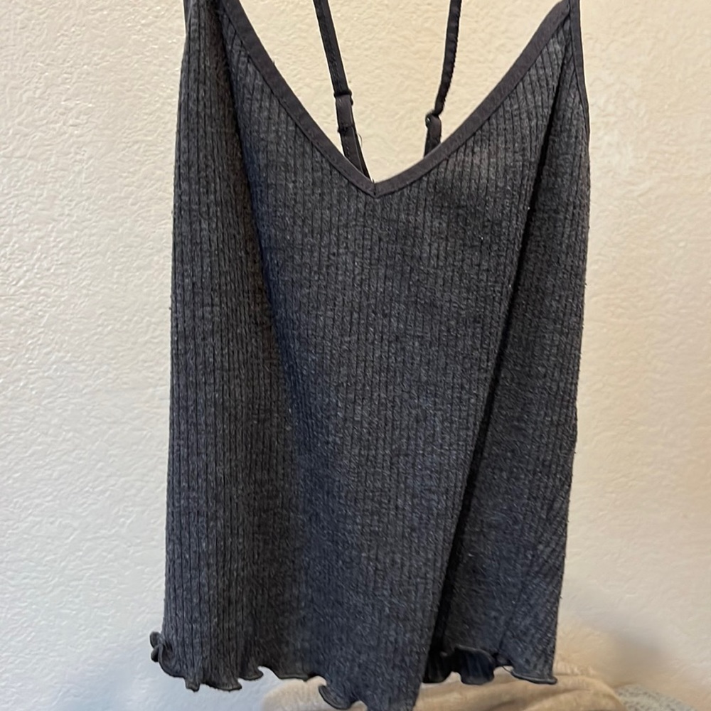 Rue 21 Grey Ruffled Crop Top